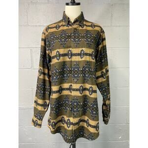 Vintage Woolrich Cotton Flannel Shirt Aztec Tribal Earth Tones Medium Gorpcore